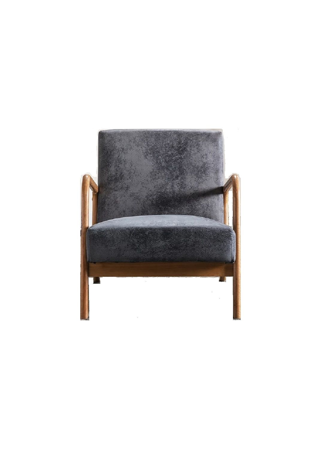 Classic Mid-Century Accent Chair with Open Wood Frame & Plush Cushioning