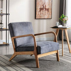 Classic Mid-Century Accent Chair with Open Wood Frame & Plush Cushioning