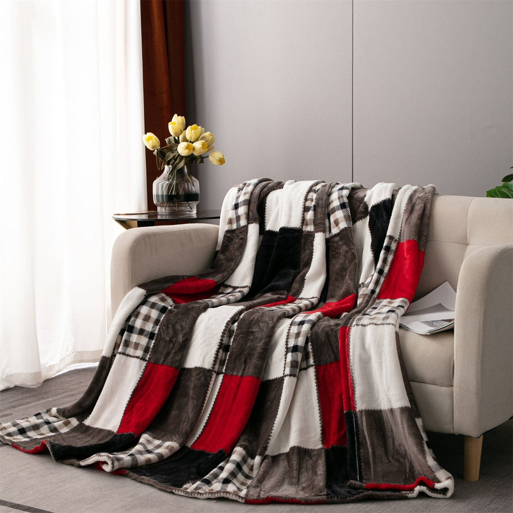Sunset Maple Farmhouse Plaid Throw Blanket