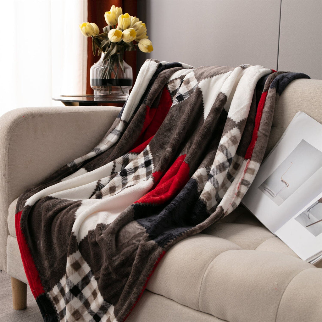 Sunset Maple Farmhouse Plaid Throw Blanket