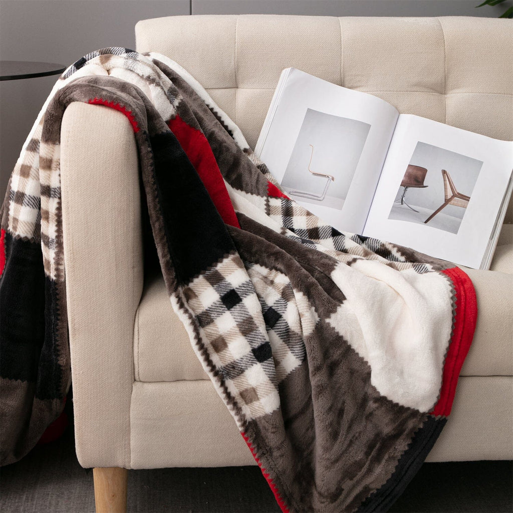 Sunset Maple Farmhouse Plaid Throw Blanket