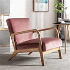 Classic Mid-Century Accent Chair with Open Wood Frame & Plush Cushioning
