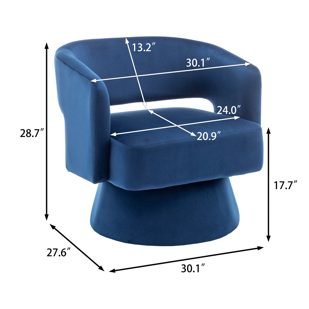 Velvet 360° Swivel Barrel Accent Chair