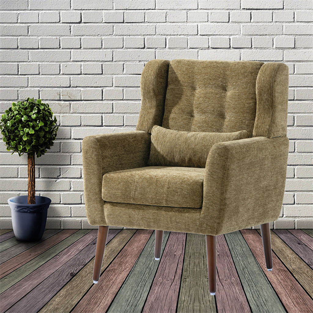 Modern Chenille Accent Armchair with Lumbar Pillow