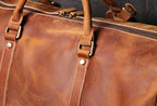 Full Grain Leather Duffle Bag with Shoe Compartment, Vintage Men's Weekender Travel Bag