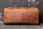 Full Grain Leather Duffle Bag with Shoe Compartment, Vintage Men's Weekender Travel Bag