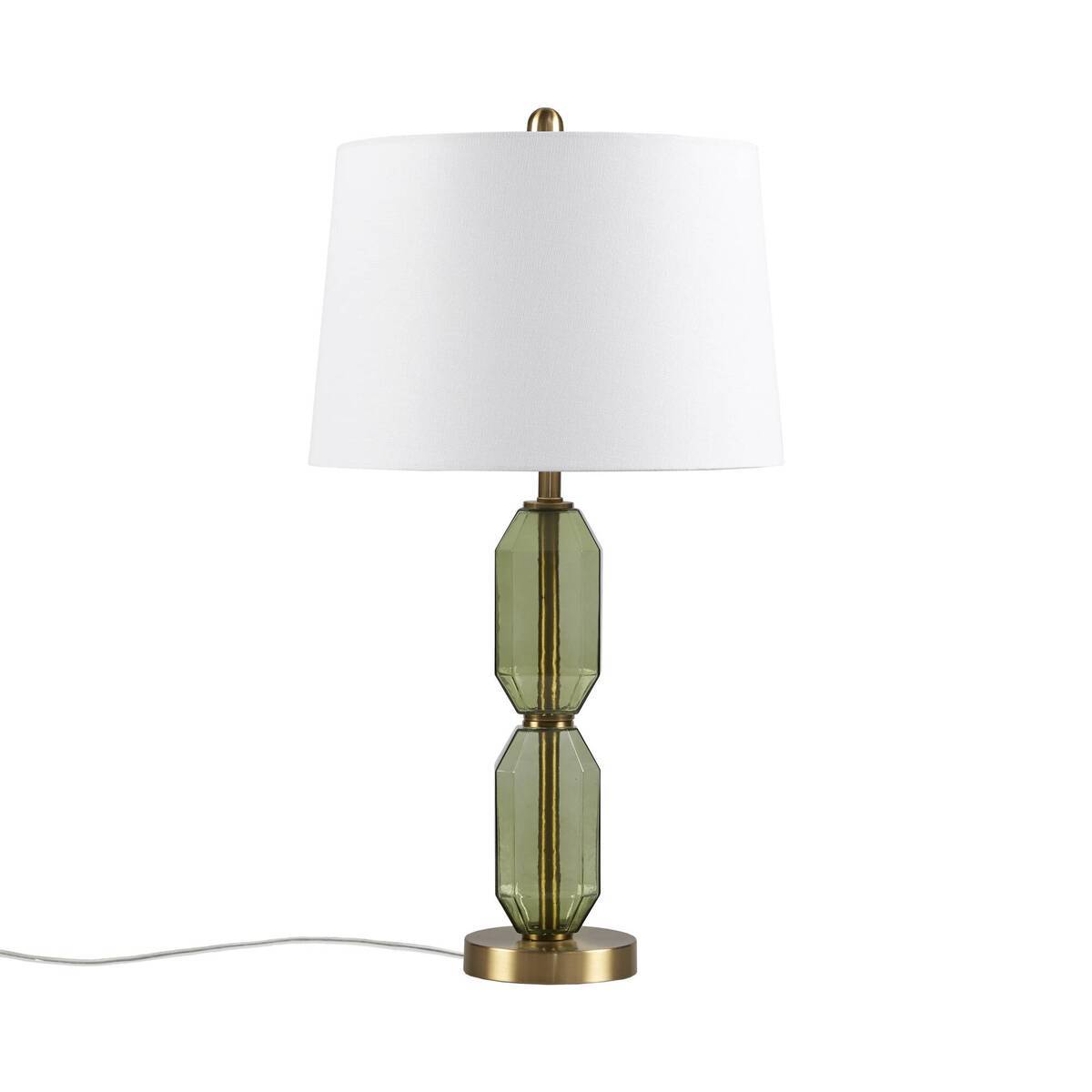 Faceted Green Glass Table Lamp