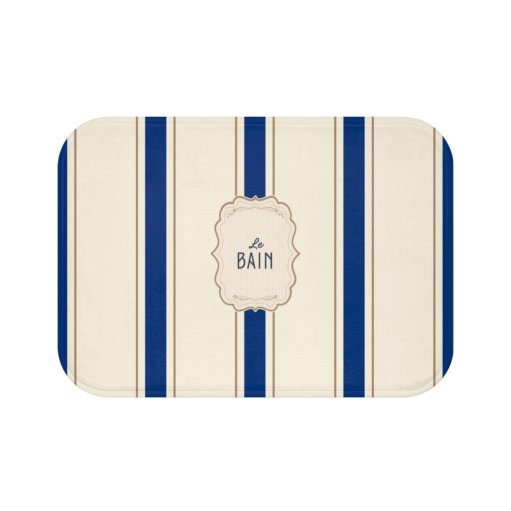 Le Bain Classic Striped Bath Mat, SEA BLUE,  French Bathroom Decor
