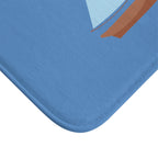 Nautical Vintage Sailboat Bath Mat, FRENCH BLUE — Soft Coastal Bathroom Rug