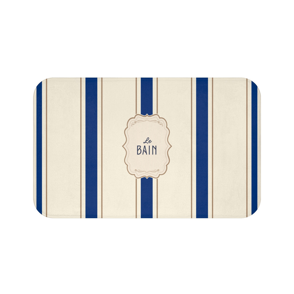 Le Bain Classic Striped Bath Mat, SEA BLUE,  French Bathroom Decor