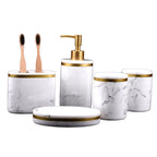 5-Piece Marble-Look Resin Bathroom Accessory Set
