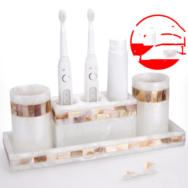 Shell-Inspired Resin Bathroom Accessory Set