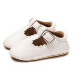 Baby Girls’ White T-Strap Shoes – Soft Scalloped Style