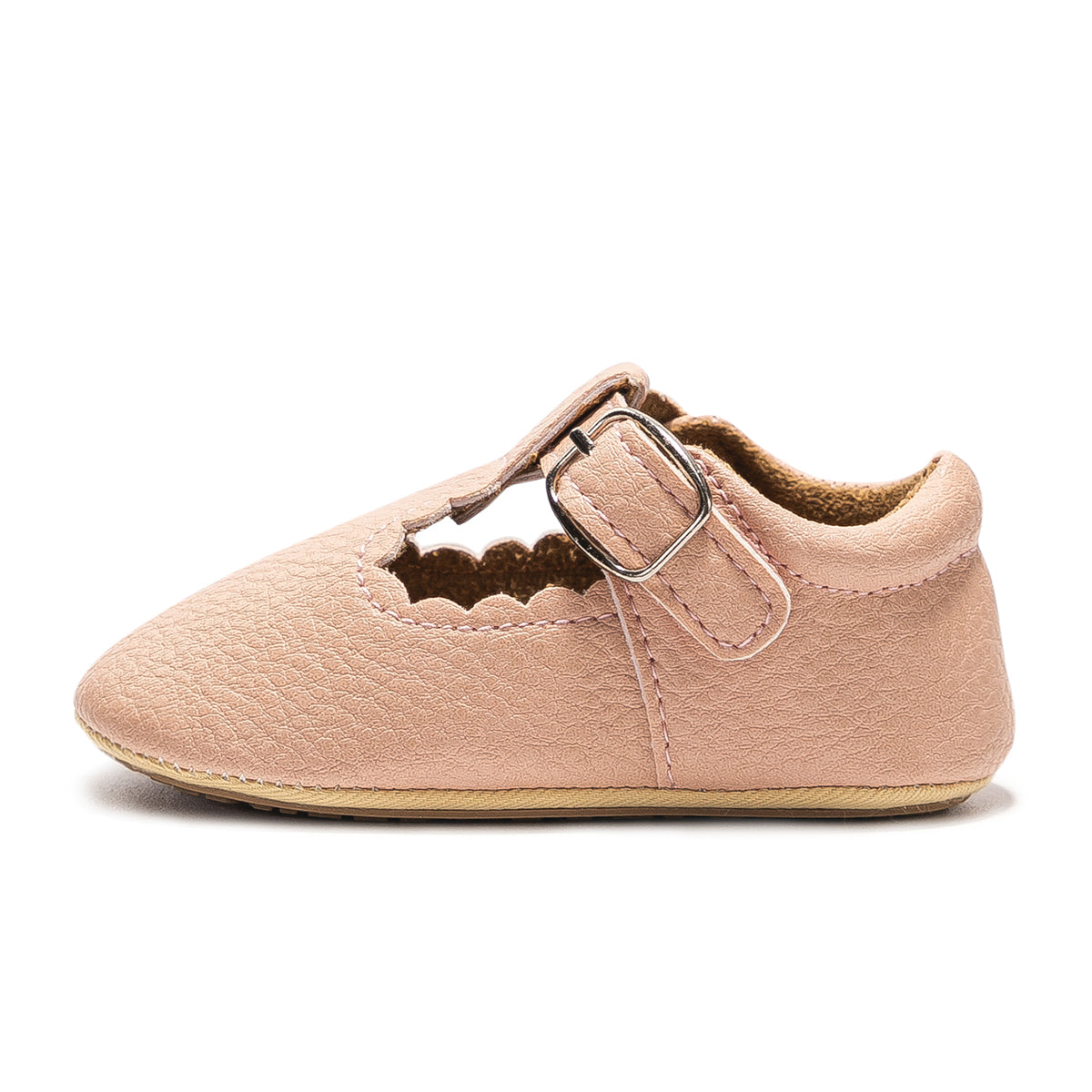 Baby Girls’ Pink T-Strap Shoes – Soft Scalloped Style