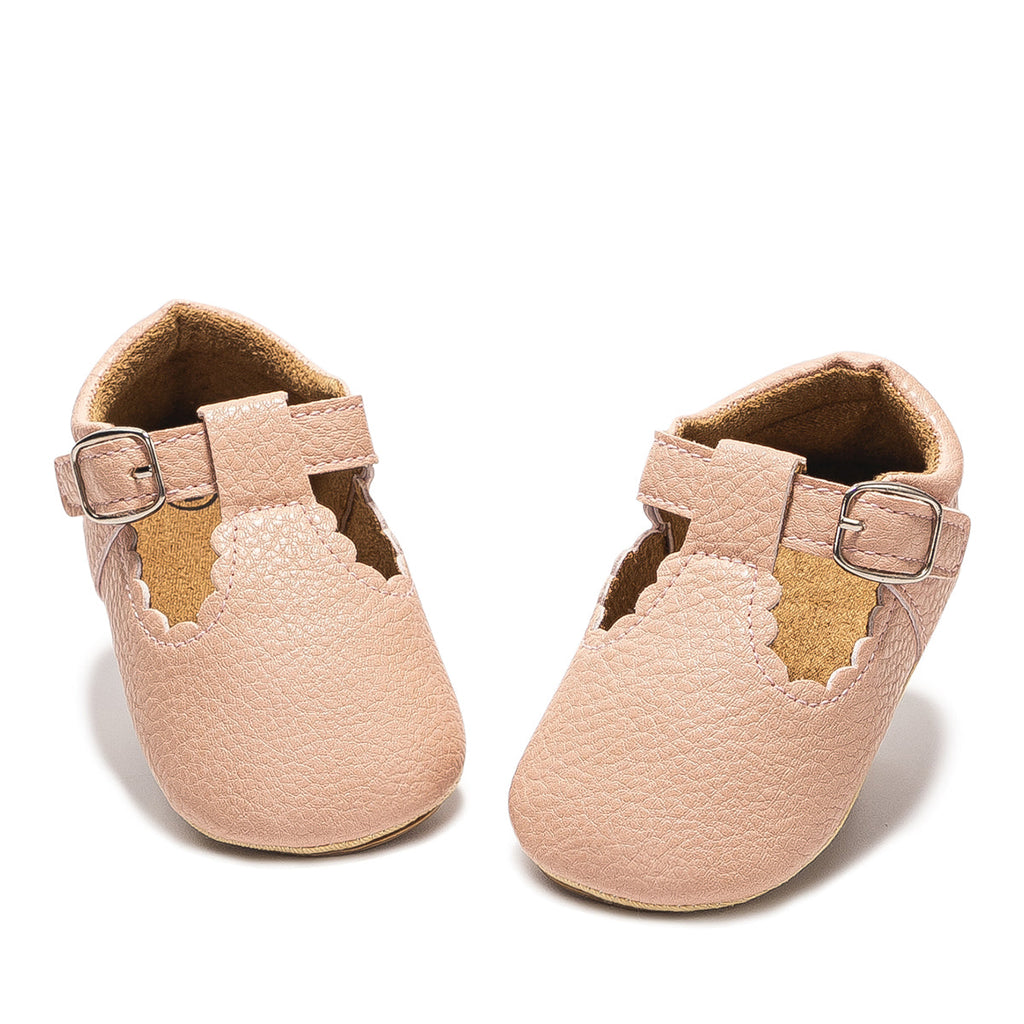 Baby Girls’ Pink T-Strap Shoes – Soft Scalloped Style