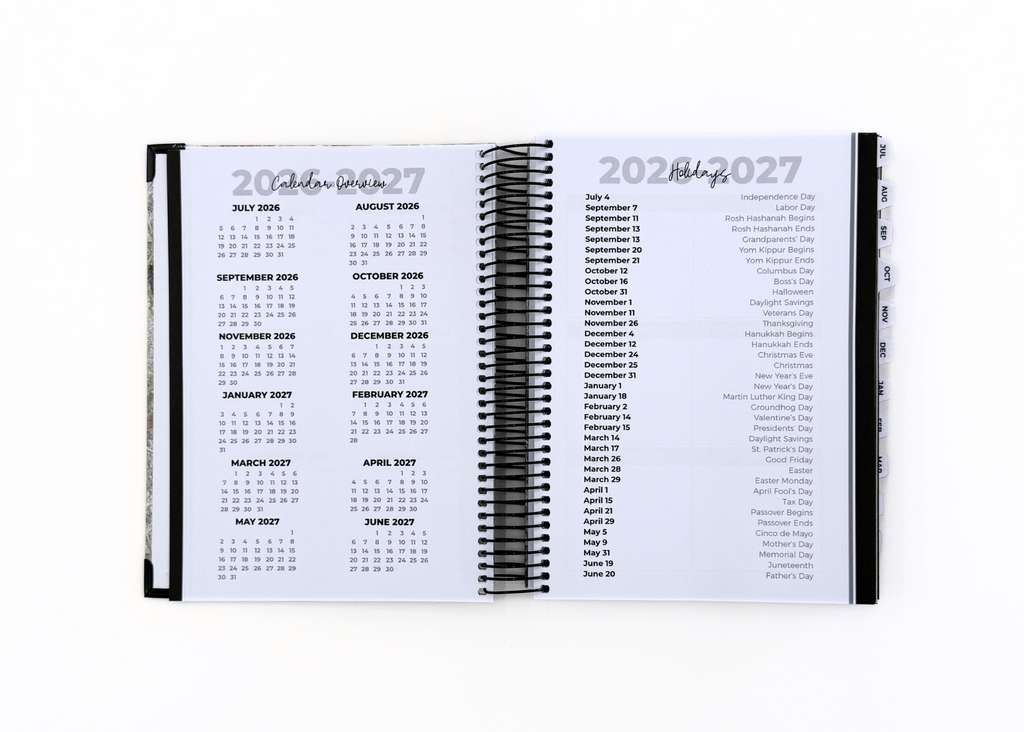 2026-2027 Black Leather Look Daily Planner