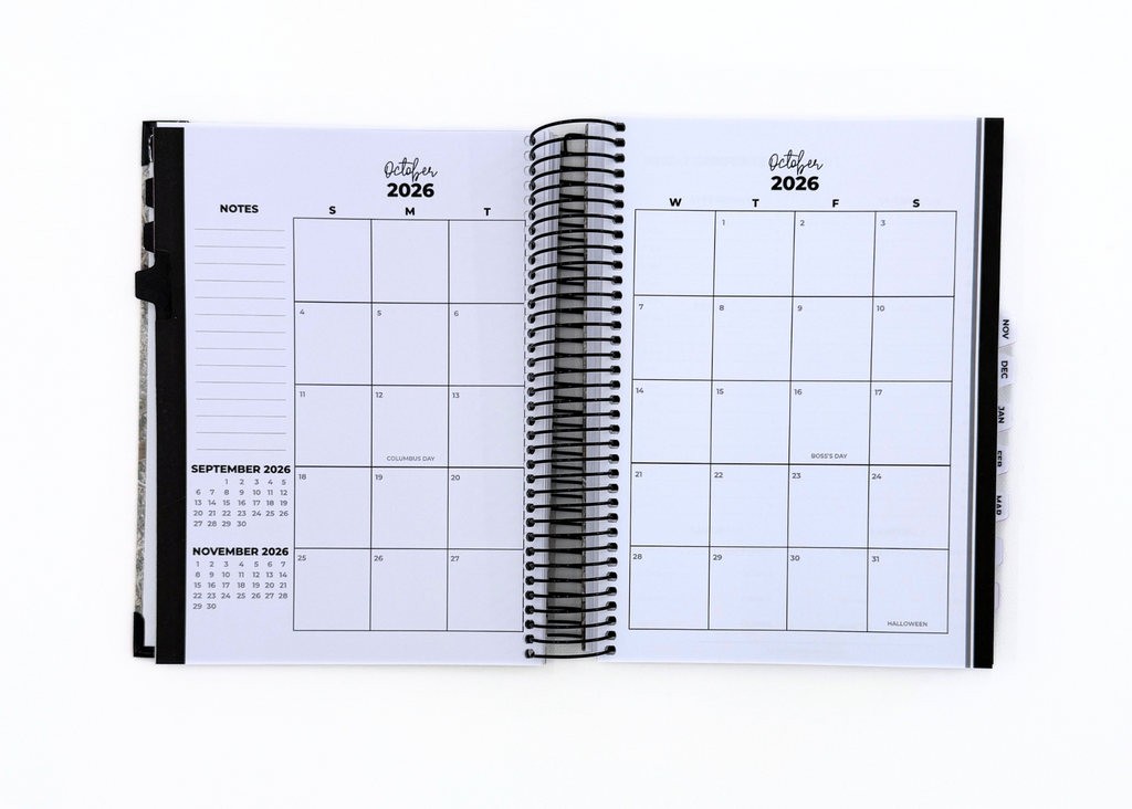 2026-2027 Black Leather Look Daily Planner