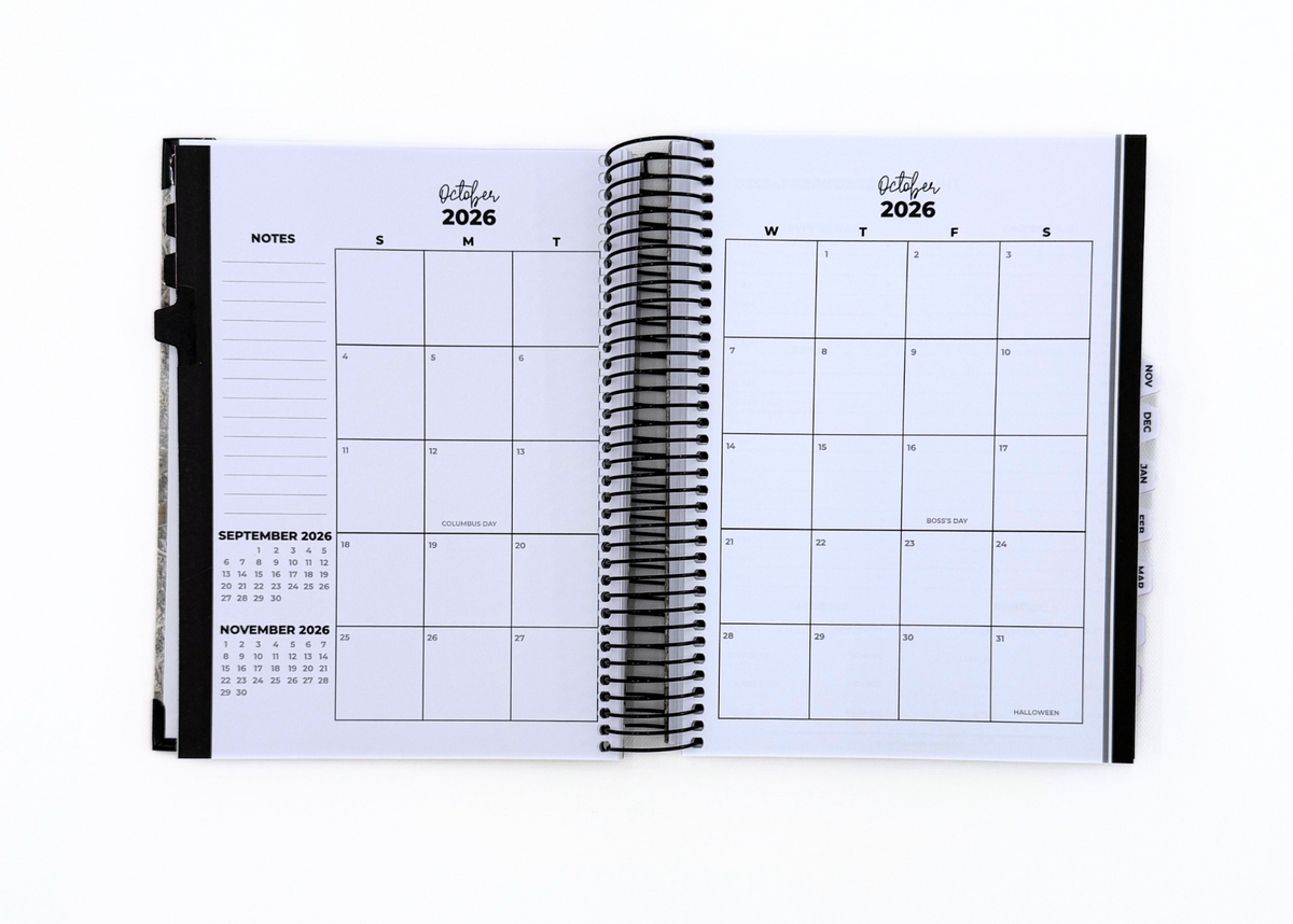 2026-2027 Black Leather Look Daily Planner