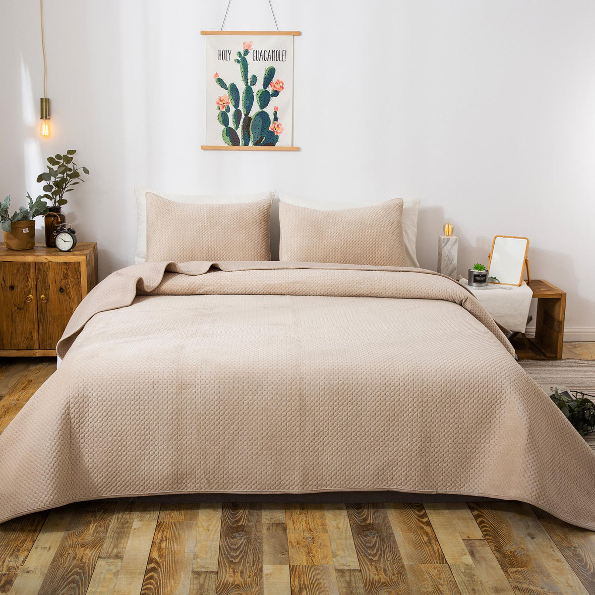 Kasentex Lightweight Plush Velvet Quilt Set Queen/King - Soft All Season Bedspread Coverlet