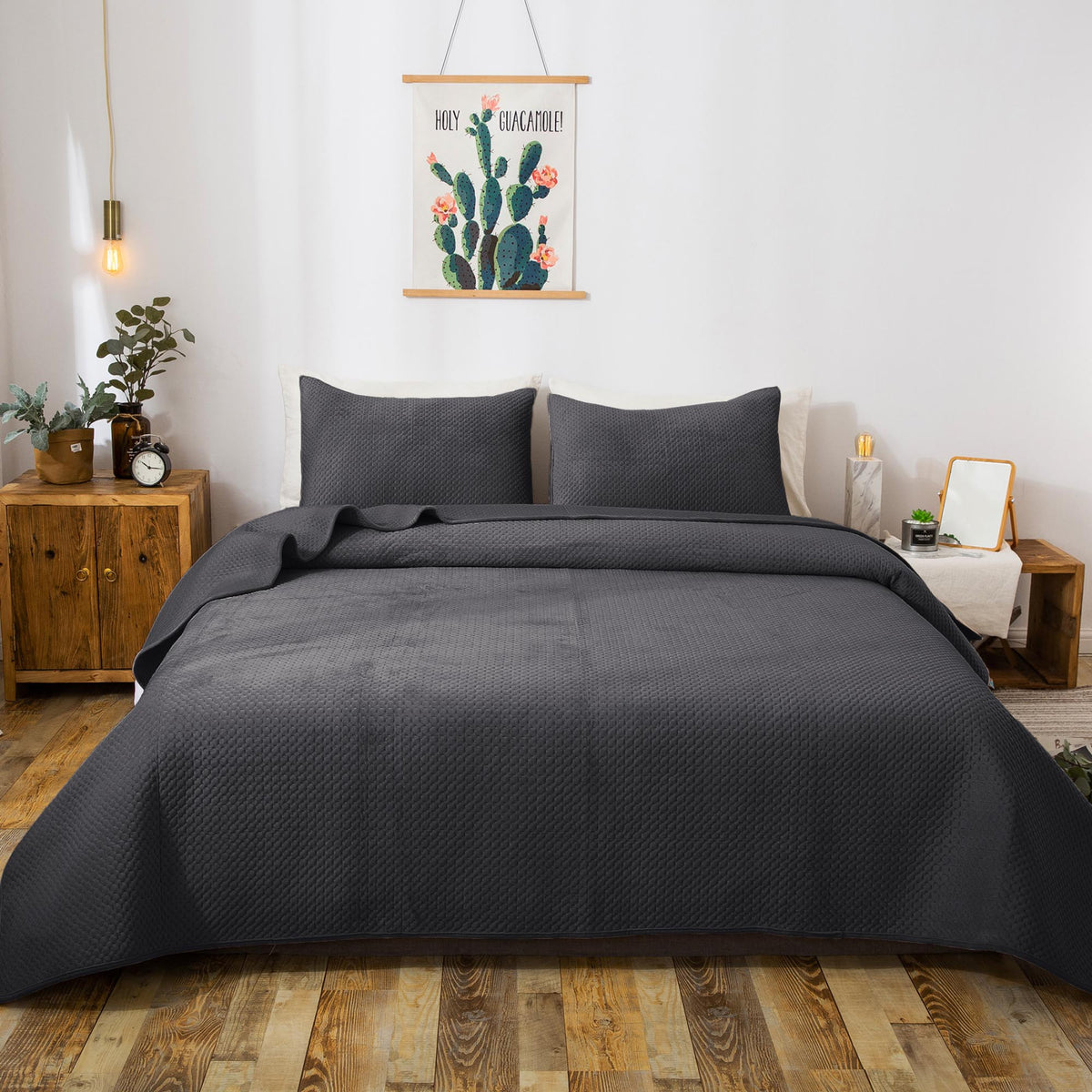 Kasentex Lightweight Plush Velvet Quilt Set Queen/King - Soft All Season Bedspread Coverlet