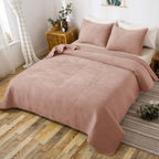 Kasentex Lightweight Plush Velvet Quilt Set Queen/King - Soft All Season Bedspread Coverlet