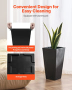 Set Of 2 Tall Outdoor Planters 22inch, Large Planters For Outdoor Indoor Plants, Black Front Porch Planters Flower Tree Plant Pots With Modern Design And Built-in Drainage