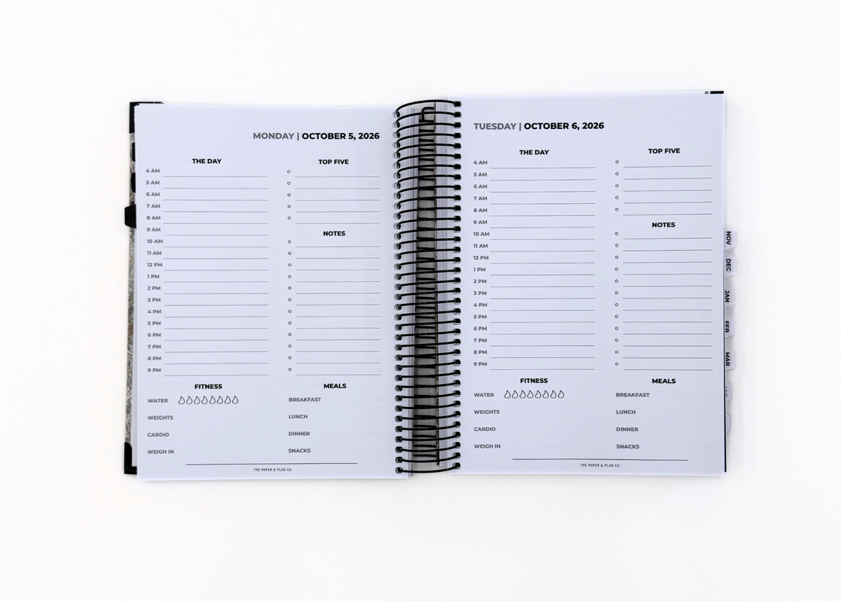 2026-2027 Black Leather Look Daily Planner