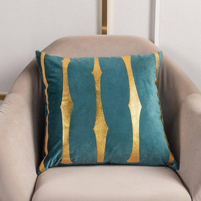 Gold Striped Decorative Pillow Cover – 18" x 18"