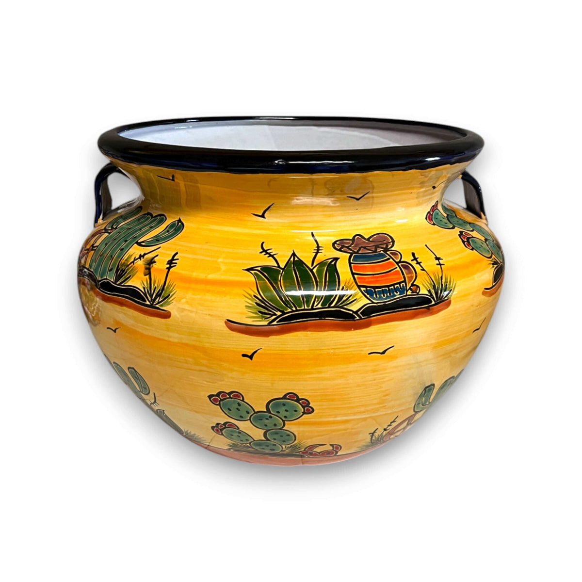 Extra Large Talavera Flower Pot | Hand-Painted Desert Design Planter