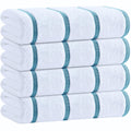 Oversized Cotton Striped Beach Towels – 4 Pack, Light Blue