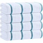 Oversized Cotton Striped Beach Towels – 4 Pack, Light Blue