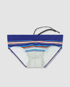 Men’s Navy Stripe Low-Rise Swim Brief