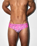 Men’s Acqua & Pink Low-Rise Swim Brief