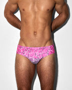 Men’s Acqua & Pink Low-Rise Swim Brief