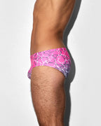 Men’s Acqua & Pink Low-Rise Swim Brief