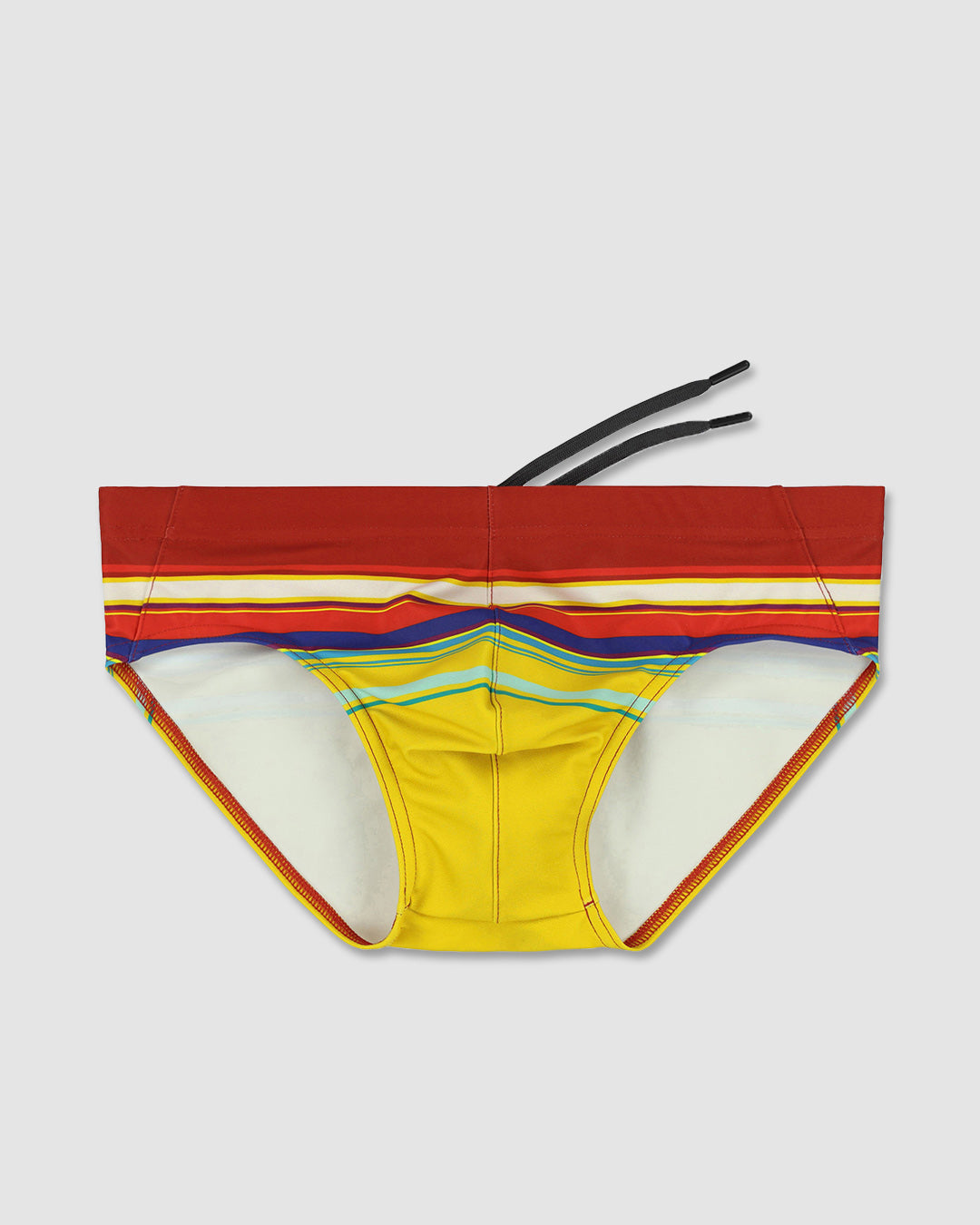 Men’s Red & Yellow Stripe Low-Rise Swim Brief