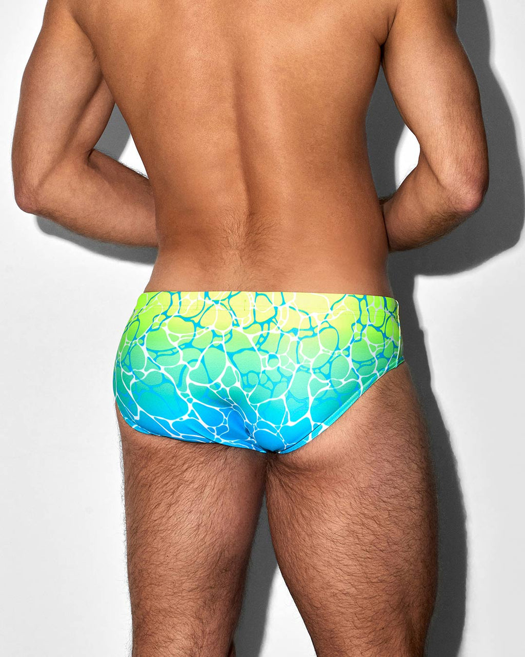 Men’s Acqua & Yellow Low-Rise Swim Brief