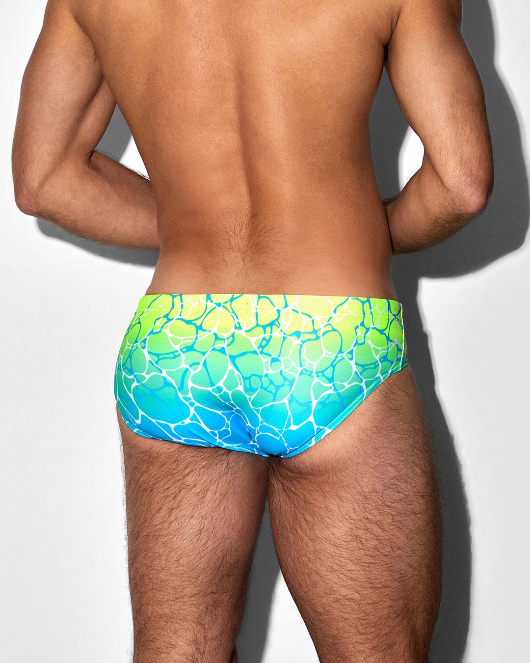 Men’s Acqua & Yellow Low-Rise Swim Brief