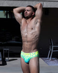 Men’s Acqua & Yellow Low-Rise Swim Brief
