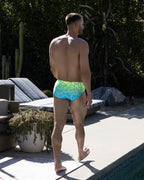 Men’s Acqua & Yellow Low-Rise Swim Brief