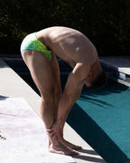Men’s Acqua & Yellow Low-Rise Swim Brief