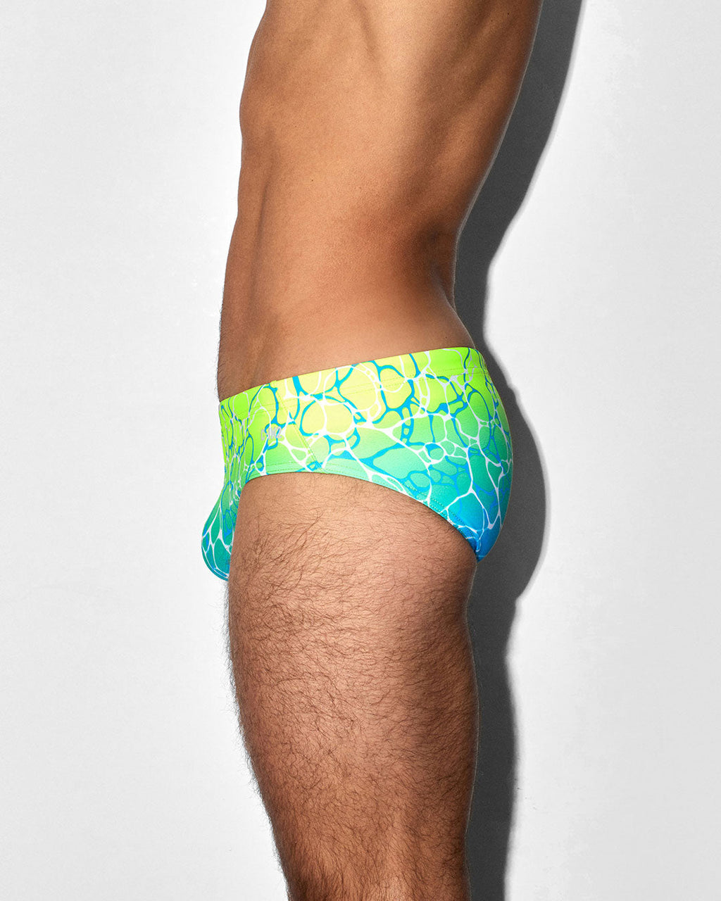 Men’s Acqua & Yellow Low-Rise Swim Brief