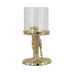 7x4x7.5' Gold Rabbit Pillar Candle Holder with Clear Glass Hurricane Shade