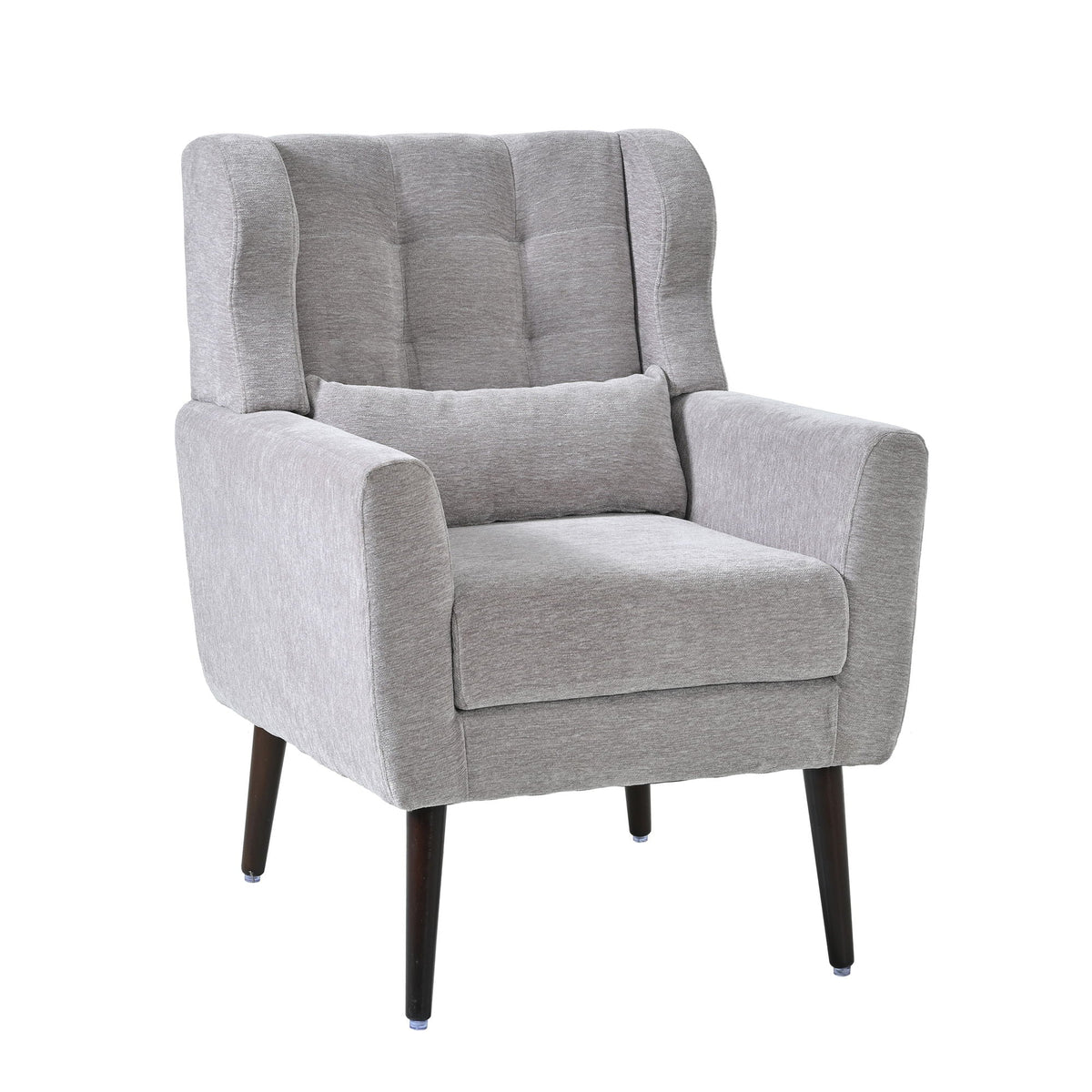 Modern Chenille Accent Armchair with Lumbar Pillow