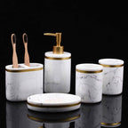 5-Piece Marble-Look Resin Bathroom Accessory Set