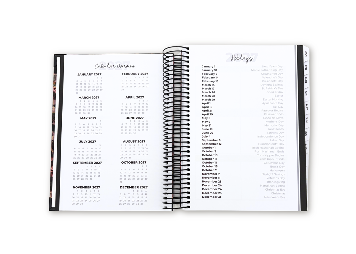 2027 Black Leather Look Daily Planner Basic Bundle