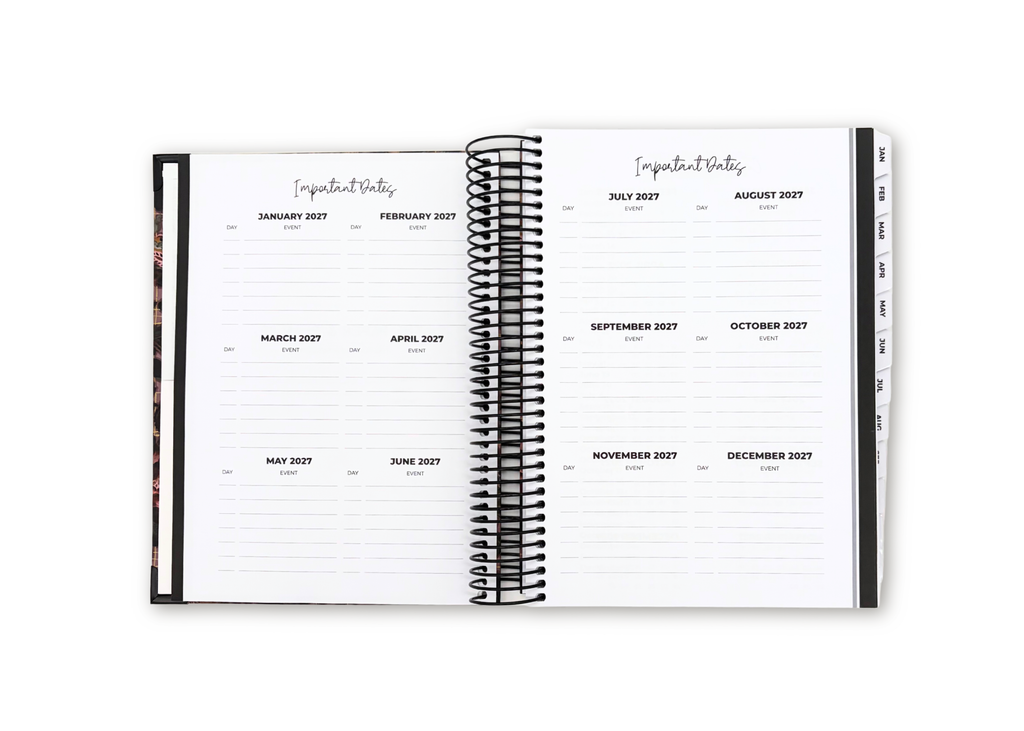 2027 Black Leather Look Daily Planner Basic Bundle