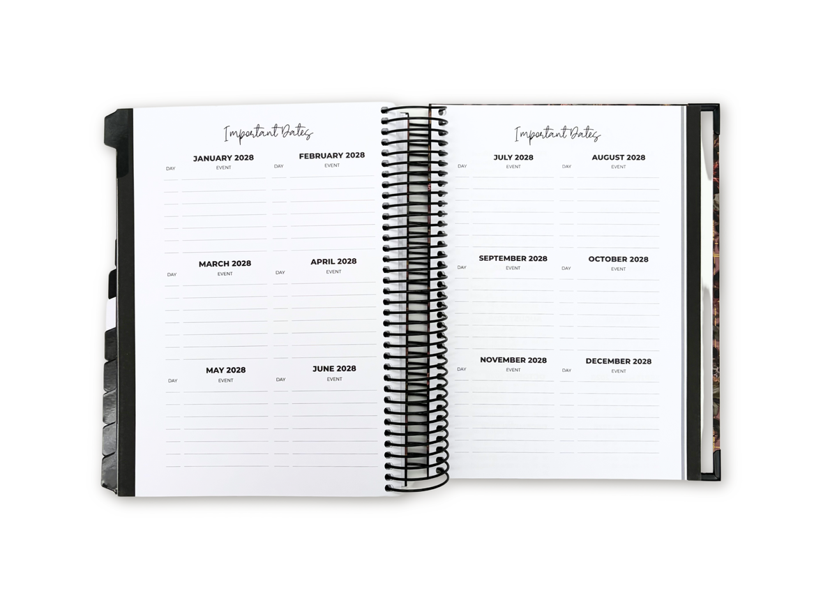 2027 Black Leather Look Daily Planner Premium Bundle