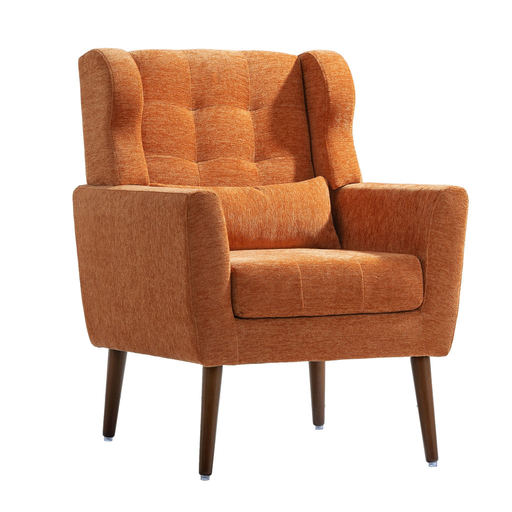 Modern Chenille Accent Armchair with Lumbar Pillow