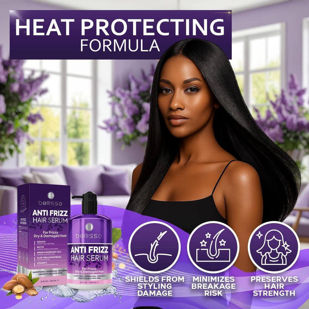Anti Frizz Hair Serum for Frizzy Damaged Hair 8.45 Fl Oz Humidity Treatment Control Styling and Smoothing Products for Women and Men